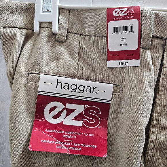 Men’s New Khaki “EZS by Haggar” Expandable Waistband Classic Fit 32" Read All - Picture 2 of 7